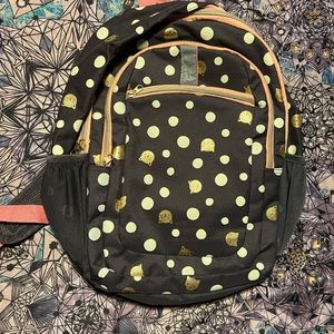 pink white gold cat backpack